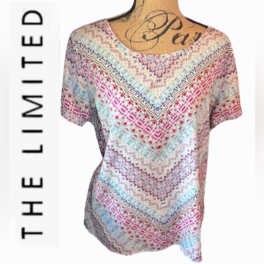 The Limited Beautiful Scoop Neck Open Layered Blouse w Gold Cuffed Sleeves XL